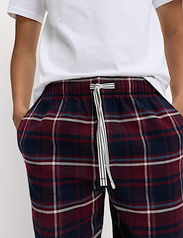 Pure Cotton Checked Loungewear Bottoms