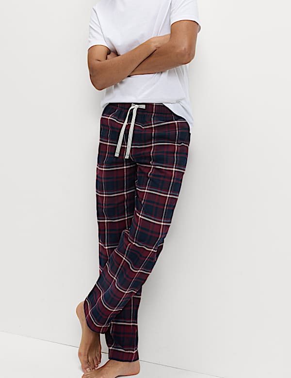 Pure Cotton Checked Loungewear Bottoms