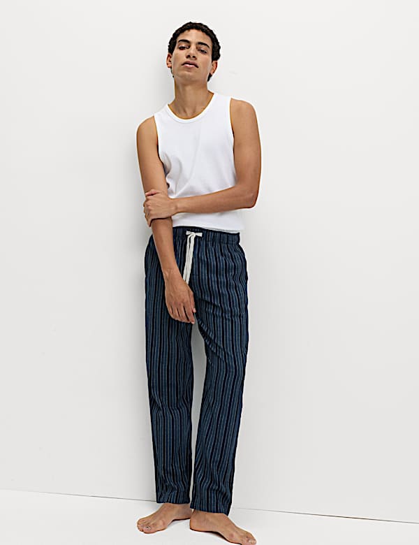 Pure Cotton Striped Loungewear Bottoms - CZ