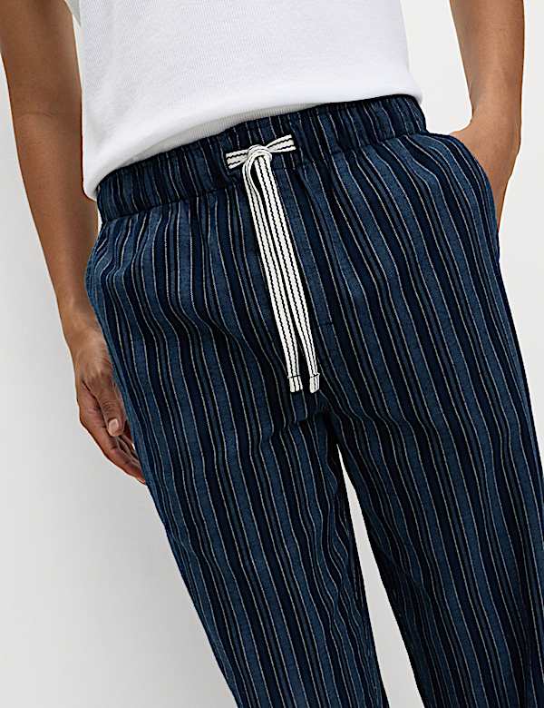 Gestreifte Loungewear-Hose aus reiner Baumwolle - DE