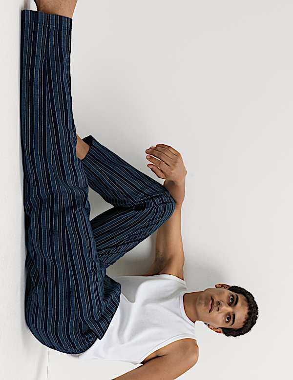 Gestreifte Loungewear-Hose aus reiner Baumwolle - DE