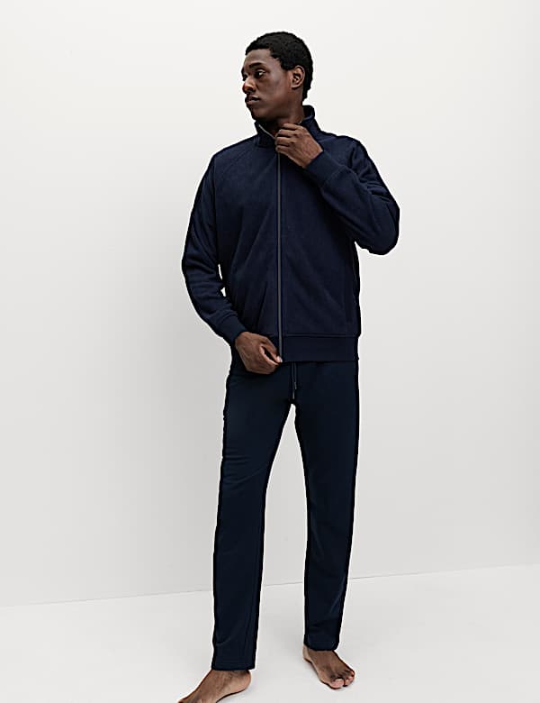 Fleece Zip Up Funnel Neck Loungewear Top