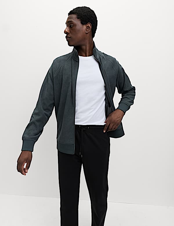 Fleece Zip Up Funnel Neck Loungewear Top