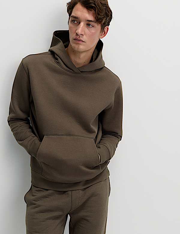 קפוצ'ון מבד עשיר בכותנה בדוגמת קווילט - IL