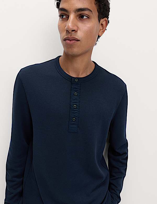 Cotton Rich Henley Loungewear Top - JE