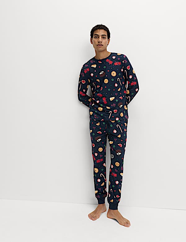 Ensemble pyjama de Noël 100 % coton à motif gourmandises - BE