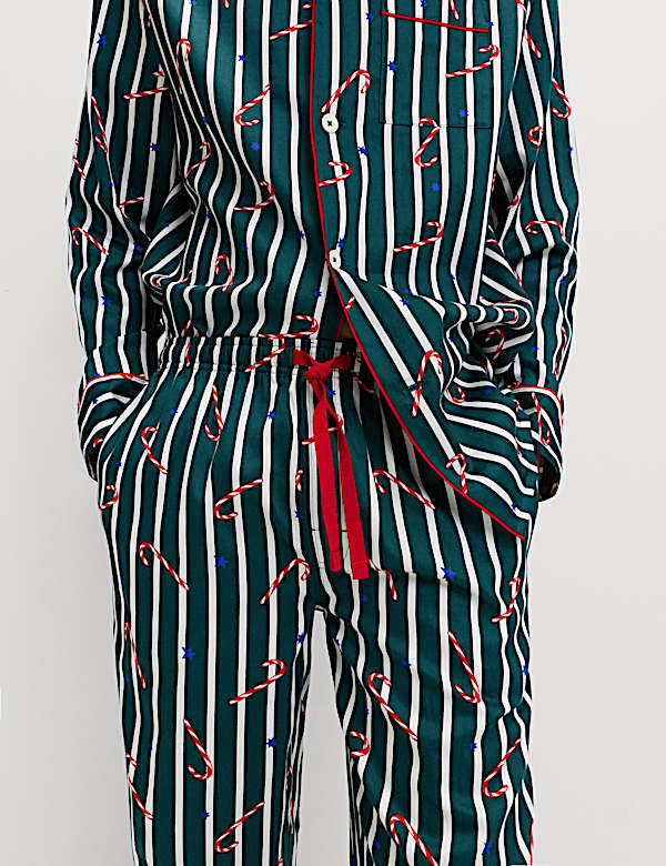 Ensemble pyjama de Noël 100 % coton à motif sucre d’orge - FR