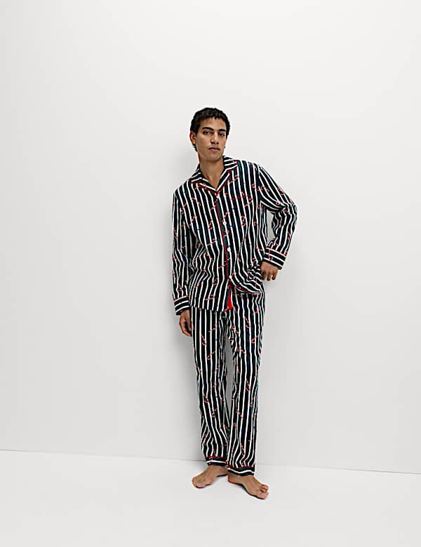 Ensemble pyjama de Noël 100 % coton à motif sucre d’orge - FR