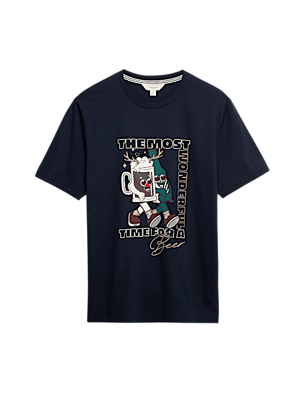 Pure Cotton Christmas Beer Loungewear Top