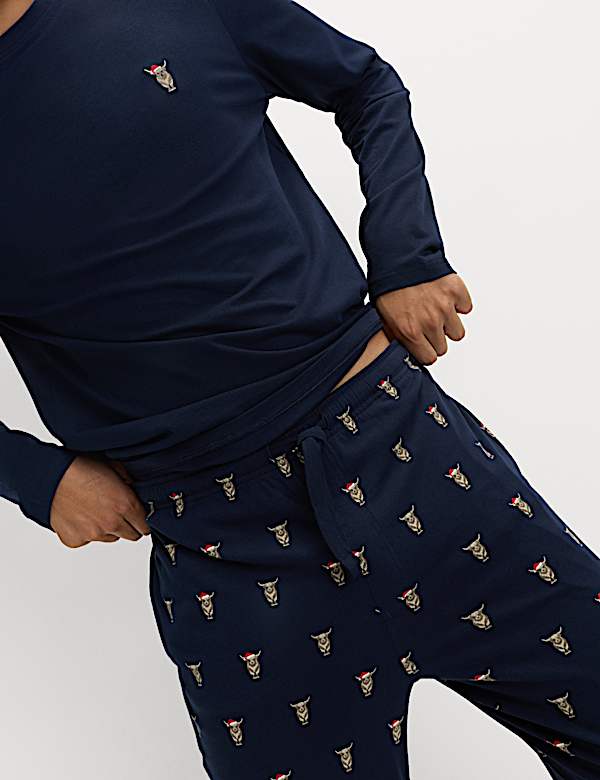 Pure Cotton Highland Cow Christmas Pyjamas - LU