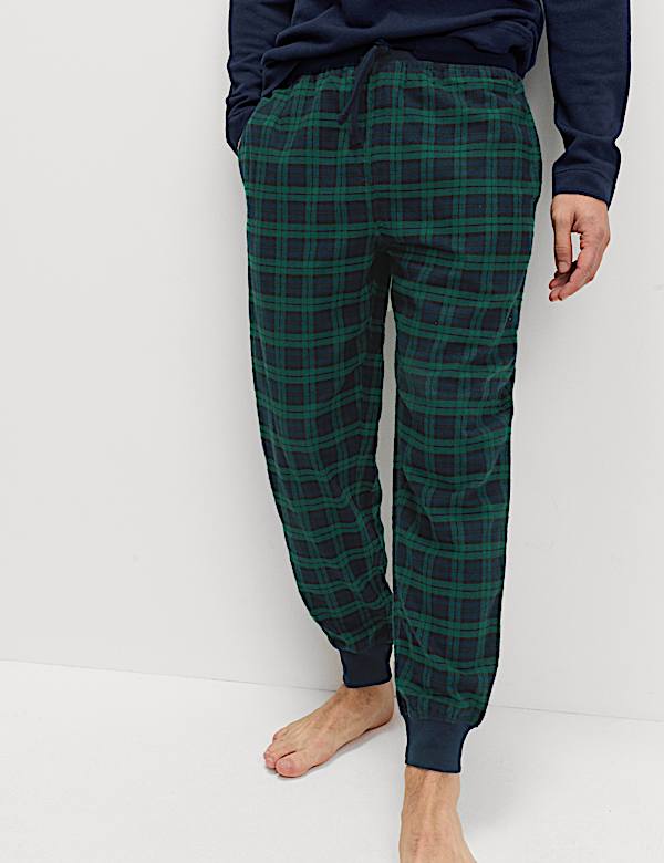 Pure Cotton Checked Pyjama Bottoms - FR