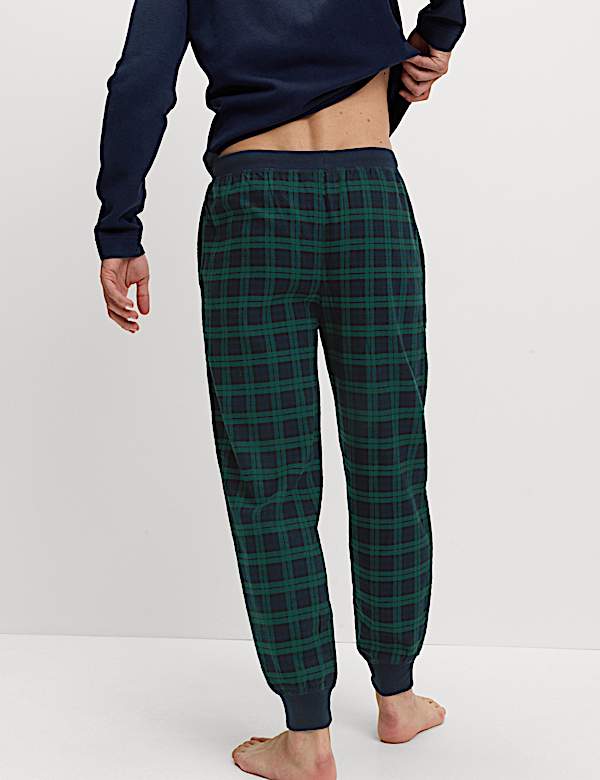 Pure Cotton Checked Pyjama Bottoms - FR
