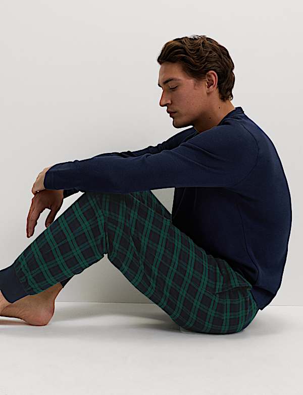 Pure Cotton Checked Pyjama Bottoms - FR