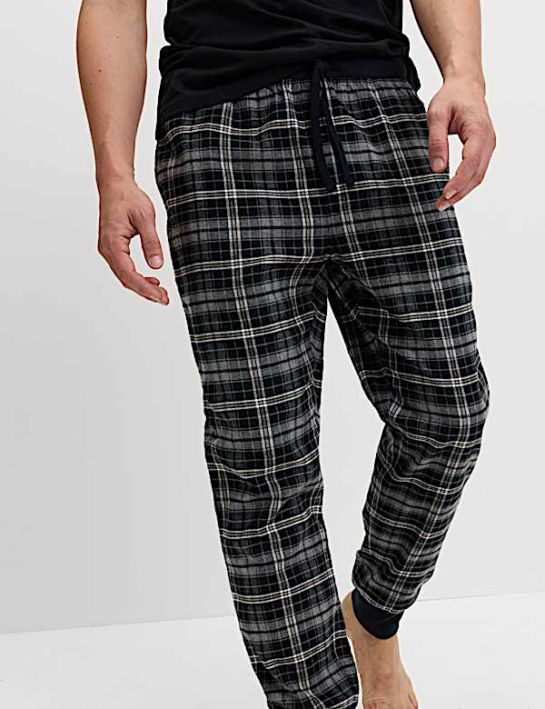 Brushed Cotton Checked Joggers - JE