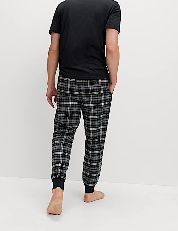 Brushed Cotton Checked Joggers - JE