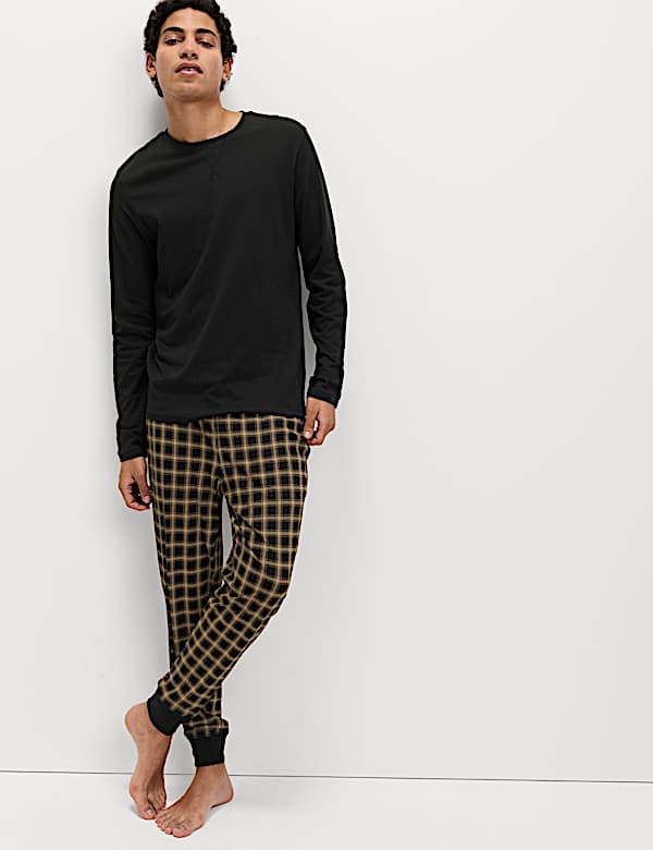 Pure Cotton Checked Jogger Pyjama Set - PT