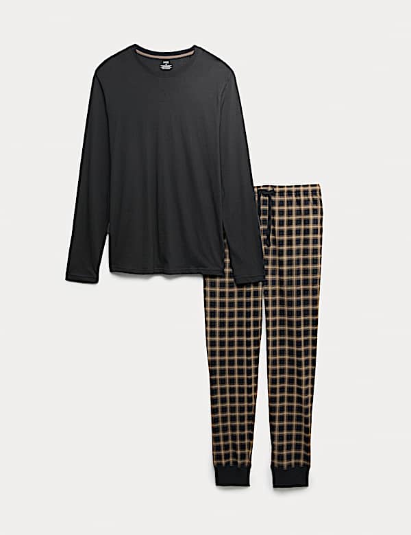 Pure Cotton Checked Jogger Pyjama Set - PT