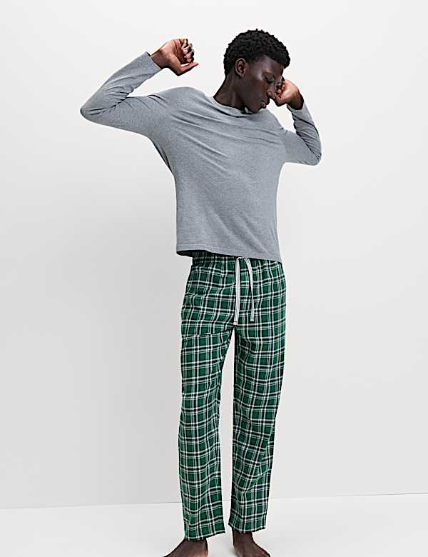 Pure Cotton Checked Loungewear Bottoms - LU