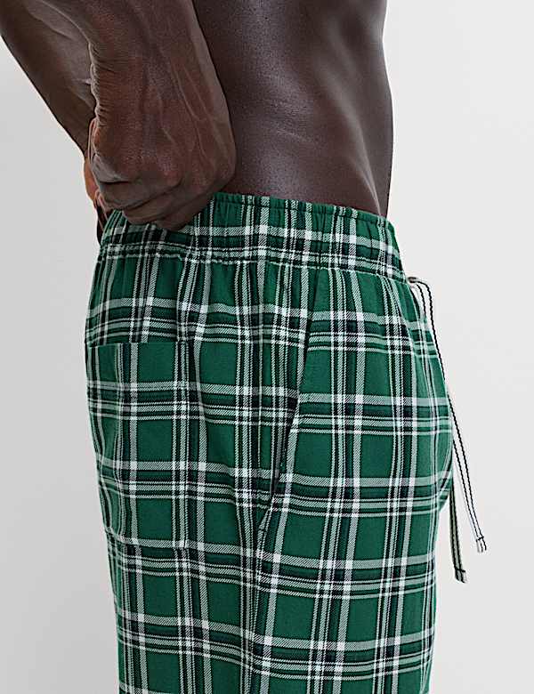 Pure Cotton Checked Loungewear Bottoms - LU
