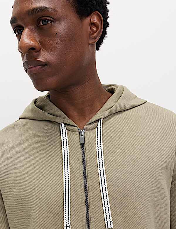 Cotton Rich Zip Up Hoodie - AT