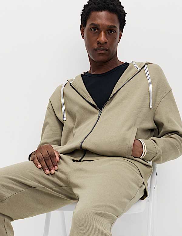 Cotton Rich Zip Up Hoodie - AT