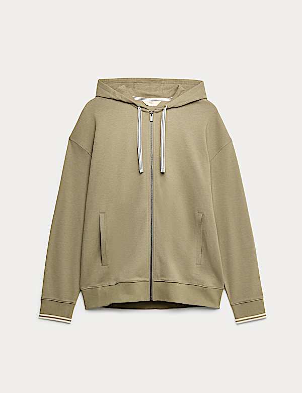 Cotton Rich Zip Up Hoodie - AT