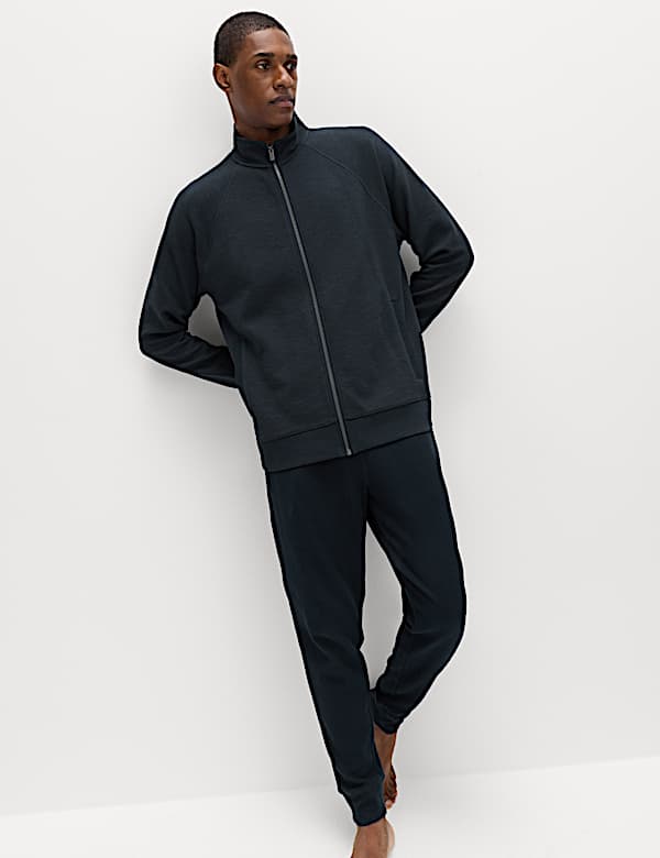 Cotton Rich Rib Zip Up Loungewear Top - SE