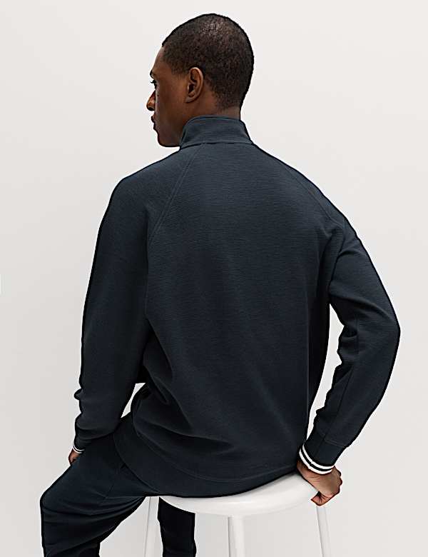 Cotton Rich Rib Zip Up Loungewear Top - SE