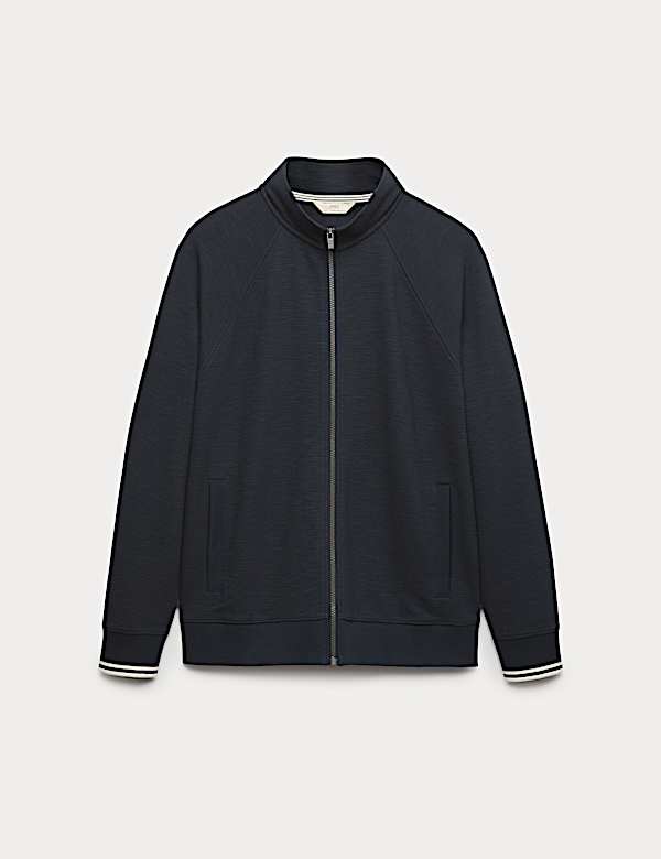 Cotton Rich Rib Zip Up Loungewear Top - SE