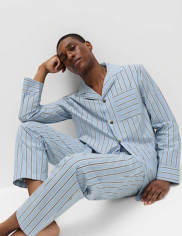 Pure Cotton Striped Loungewear Bottoms - BN