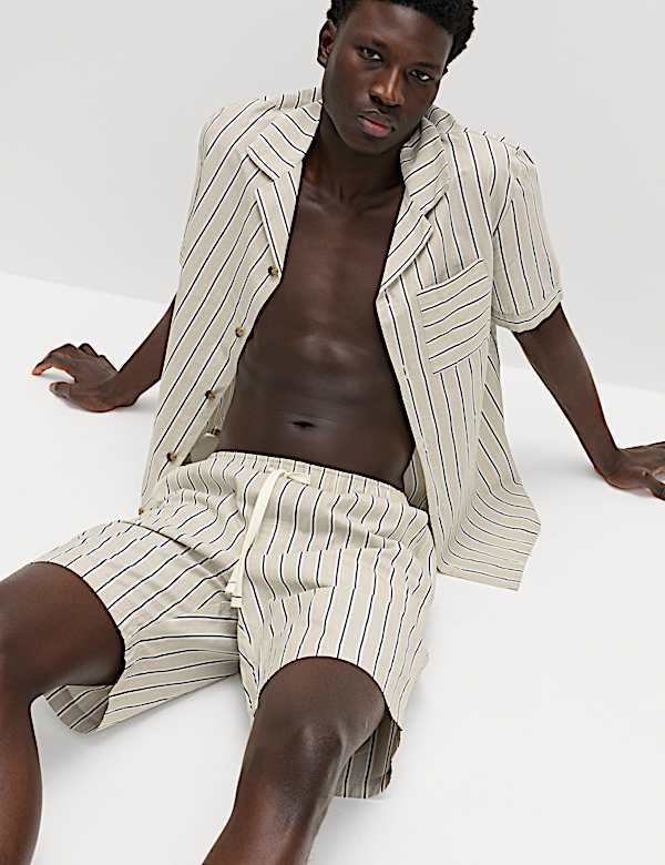 חולצת פיג'מה מכותנה טהורה עם פסים - IL