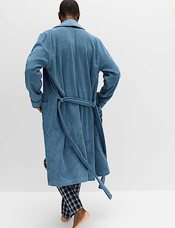 blue cotton dressing gown Pure Cotton Towelling Dressing Gown | BLUE | Dressing Gowns