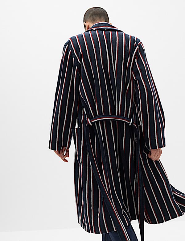 Pure Cotton Striped Towelling Dressing Gown - KR