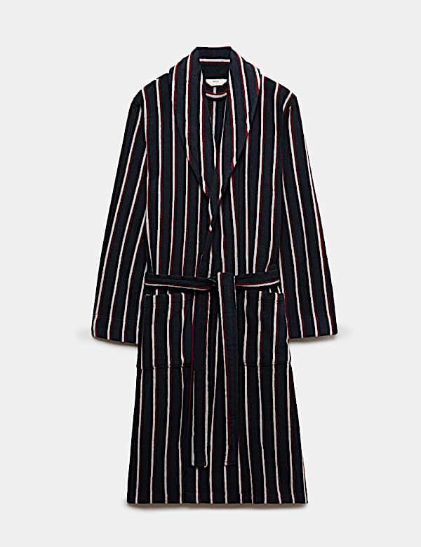 Pure Cotton Striped Towelling Dressing Gown - KR