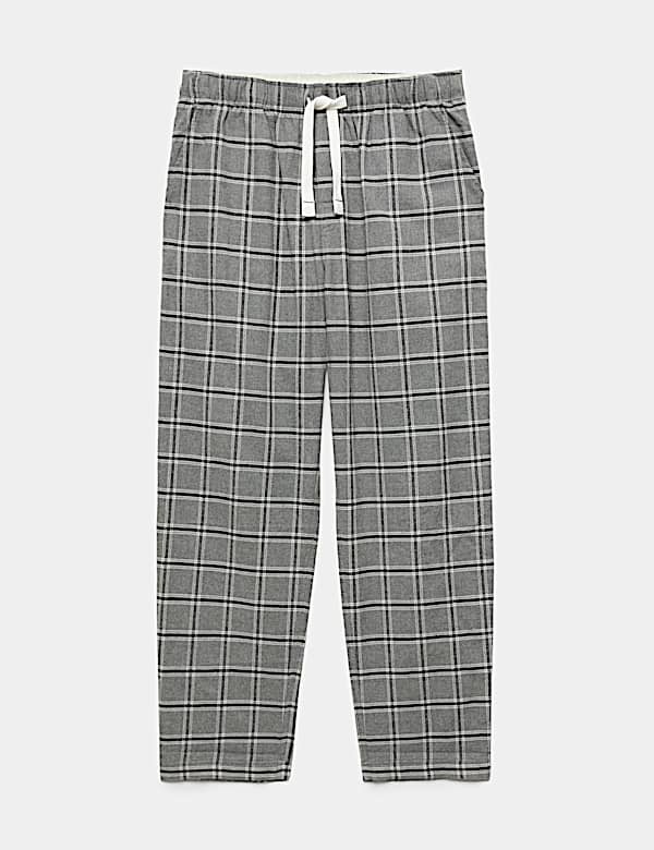 Pure Cotton Checked Loungewear Bottoms - DK