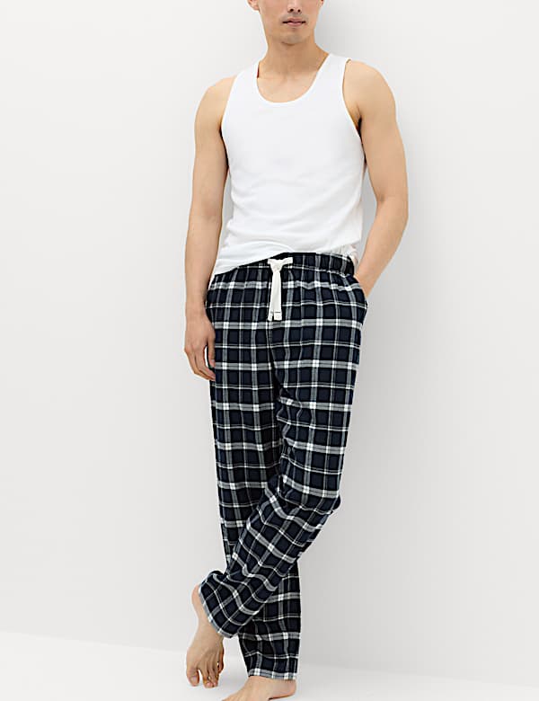 Pure Cotton Checked Loungewear Bottoms