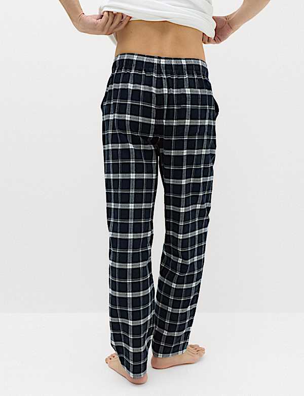 Pure Cotton Checked Loungewear Bottoms - BE