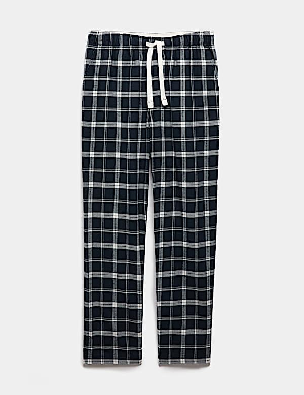 Pure Cotton Checked Loungewear Bottoms - BE