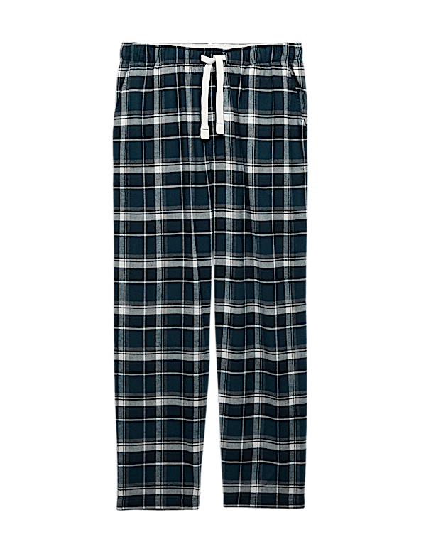 Pure Cotton Checked Loungewear Bottoms