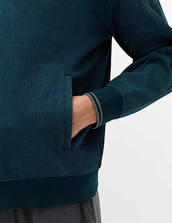 Fleece Textured Zip Up Hoodie - CN