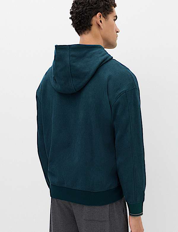 Fleece Textured Zip Up Hoodie - CN