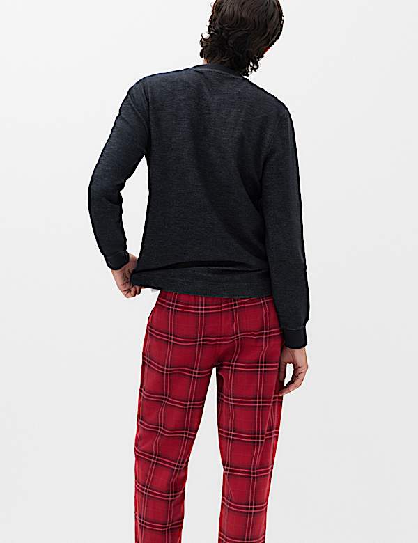 Cotton Rich Textured Henley Loungewear Top - CA