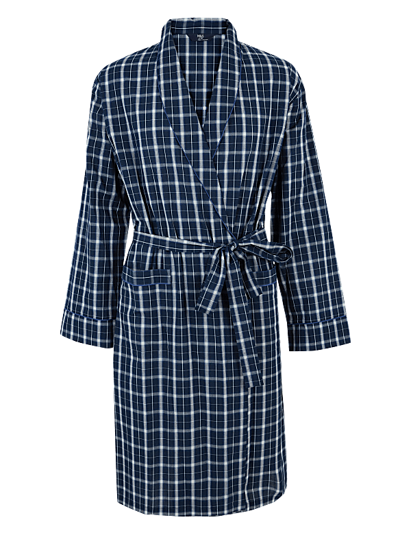 Cotton Lightweight Checked Dressing Gown