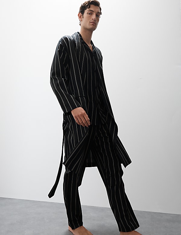 Pure Lyocell Striped Dressing Gown - BE
