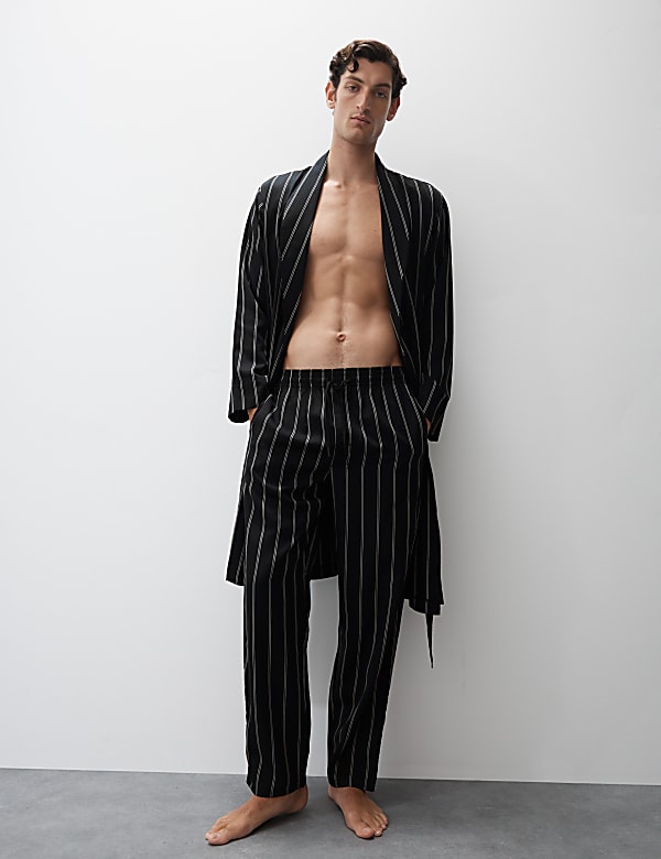 חלוק בית מסיב תאית טהור עם פסים - IL