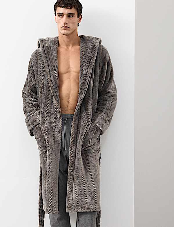 Robe de chambre ultra-douce en polaire à chevrons - LU