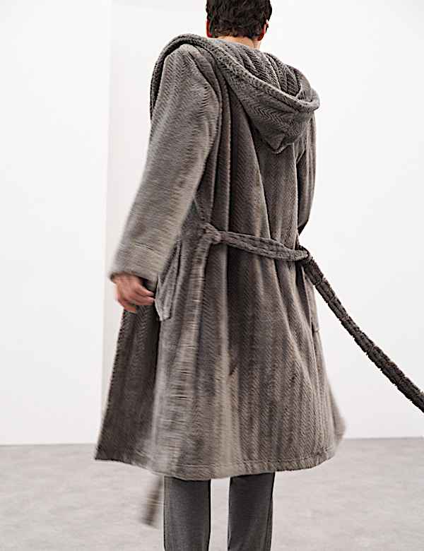 Robe de chambre ultra-douce en polaire à chevrons - LU