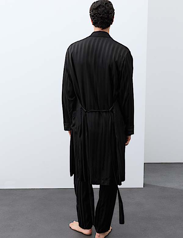 Satin Striped Stretch Dressing Gown - IL