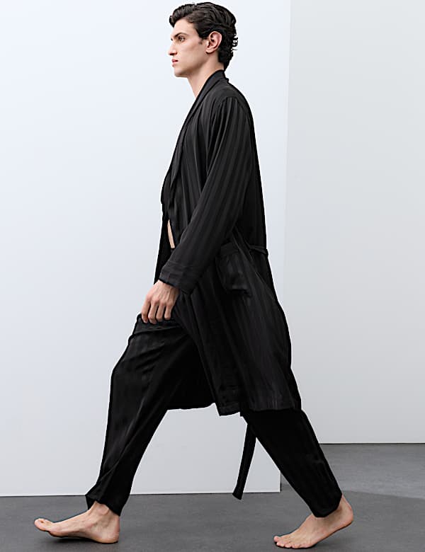 Satin Striped Stretch Dressing Gown - IL