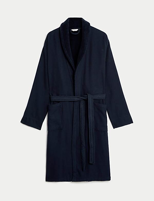 Pure Cotton Waffle Dressing Gown DARK NAVY Dressing Gowns M S NZ